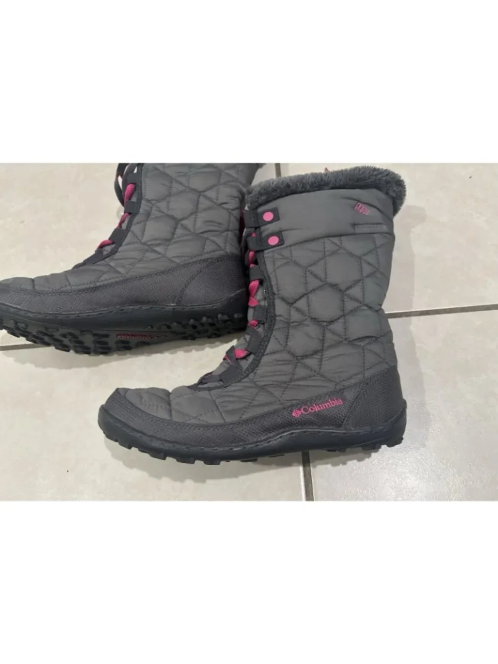 Columbia Minx Mid II Snow Boots Girls Gray/Pink  Insulated Waterproof Size US 5